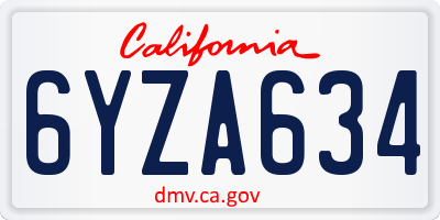 CA license plate 6YZA634