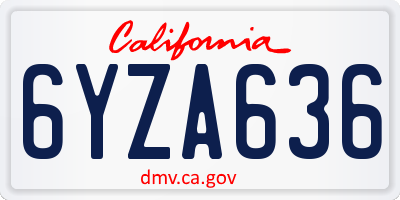 CA license plate 6YZA636