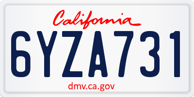 CA license plate 6YZA731