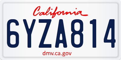 CA license plate 6YZA814