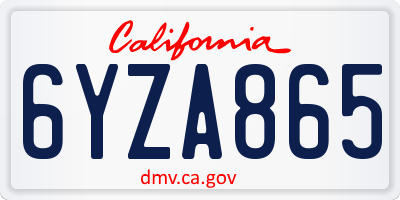 CA license plate 6YZA865