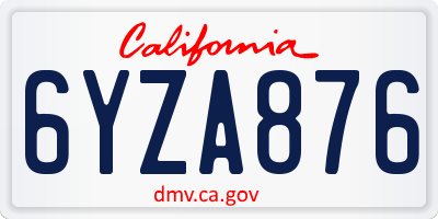 CA license plate 6YZA876