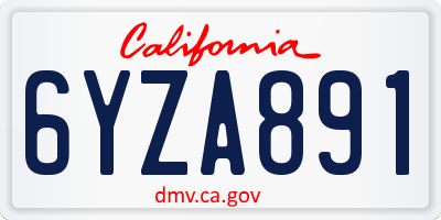 CA license plate 6YZA891