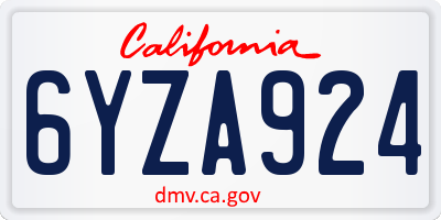 CA license plate 6YZA924