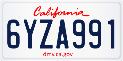 CA license plate 6YZA991