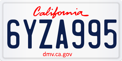 CA license plate 6YZA995