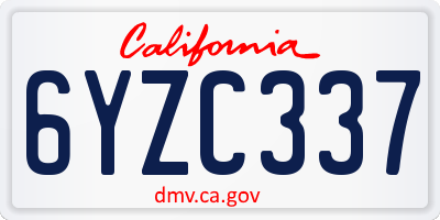 CA license plate 6YZC337