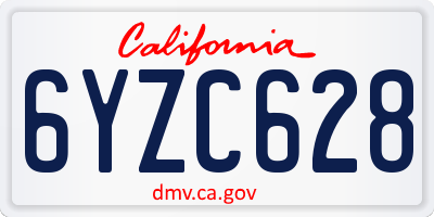 CA license plate 6YZC628