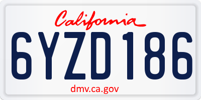 CA license plate 6YZD186