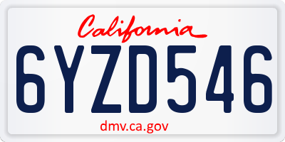 CA license plate 6YZD546