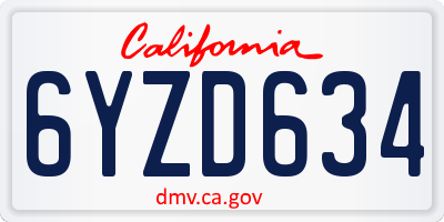 CA license plate 6YZD634