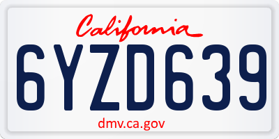 CA license plate 6YZD639