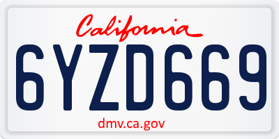 CA license plate 6YZD669