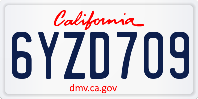 CA license plate 6YZD709