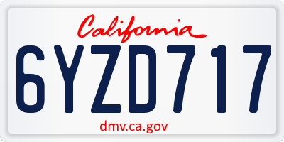 CA license plate 6YZD717