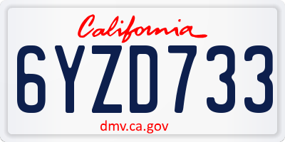 CA license plate 6YZD733