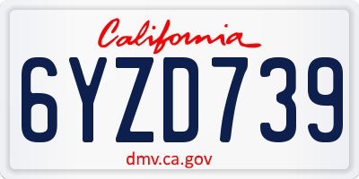CA license plate 6YZD739