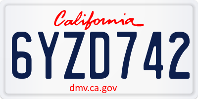 CA license plate 6YZD742