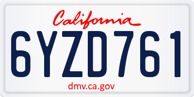 CA license plate 6YZD761