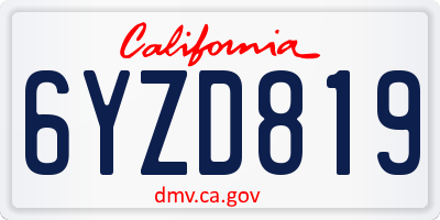 CA license plate 6YZD819