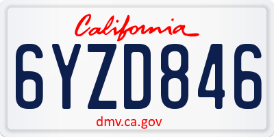 CA license plate 6YZD846