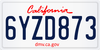 CA license plate 6YZD873