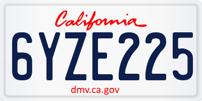 CA license plate 6YZE225
