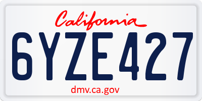 CA license plate 6YZE427