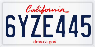 CA license plate 6YZE445