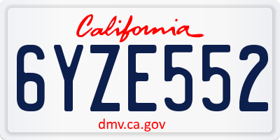 CA license plate 6YZE552