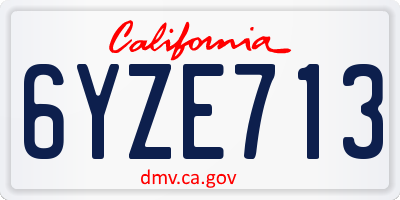 CA license plate 6YZE713