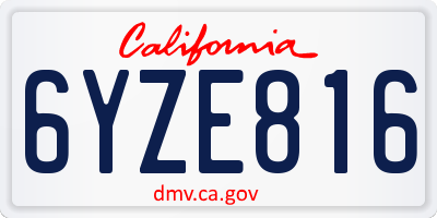 CA license plate 6YZE816