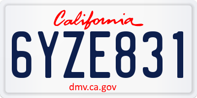 CA license plate 6YZE831