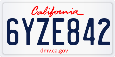 CA license plate 6YZE842