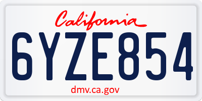 CA license plate 6YZE854