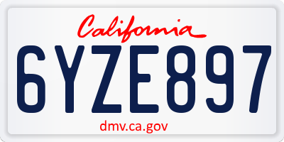 CA license plate 6YZE897