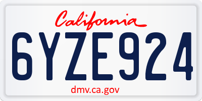 CA license plate 6YZE924