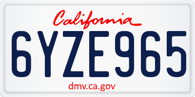 CA license plate 6YZE965