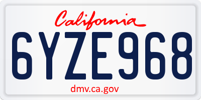 CA license plate 6YZE968