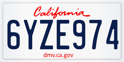 CA license plate 6YZE974