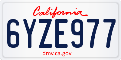 CA license plate 6YZE977