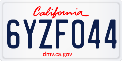 CA license plate 6YZF044