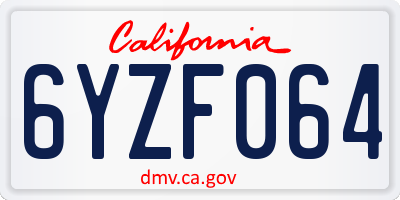 CA license plate 6YZF064
