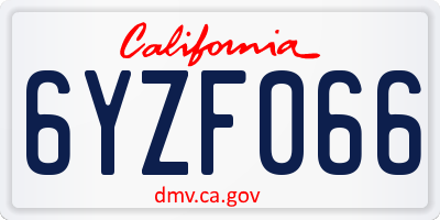 CA license plate 6YZF066