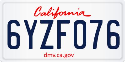 CA license plate 6YZF076
