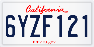 CA license plate 6YZF121