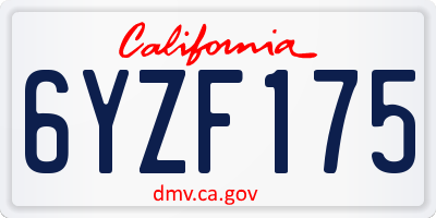 CA license plate 6YZF175