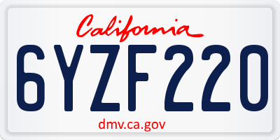 CA license plate 6YZF220