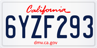 CA license plate 6YZF293