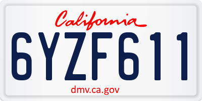 CA license plate 6YZF611